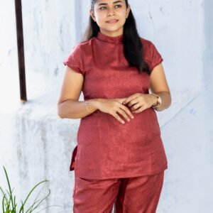Pure silk Burnt red Co-ords