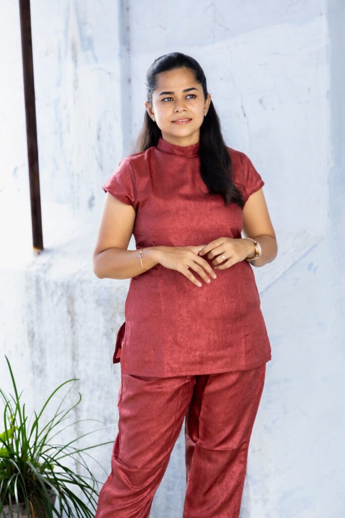 Pure silk Burnt red Co-ords
