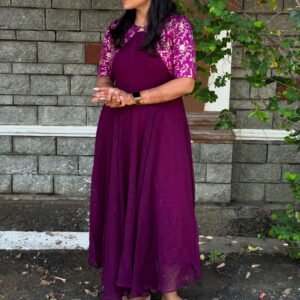 Purple Georgette Maxi With Overcoat