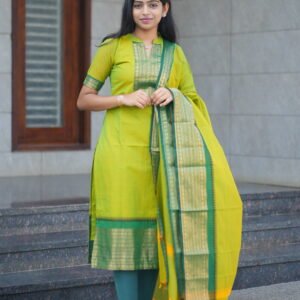 Green cotton two piece set