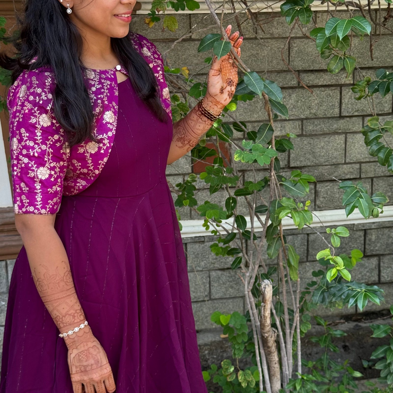 Purple Georgette Maxi With Overcoat - Image 2