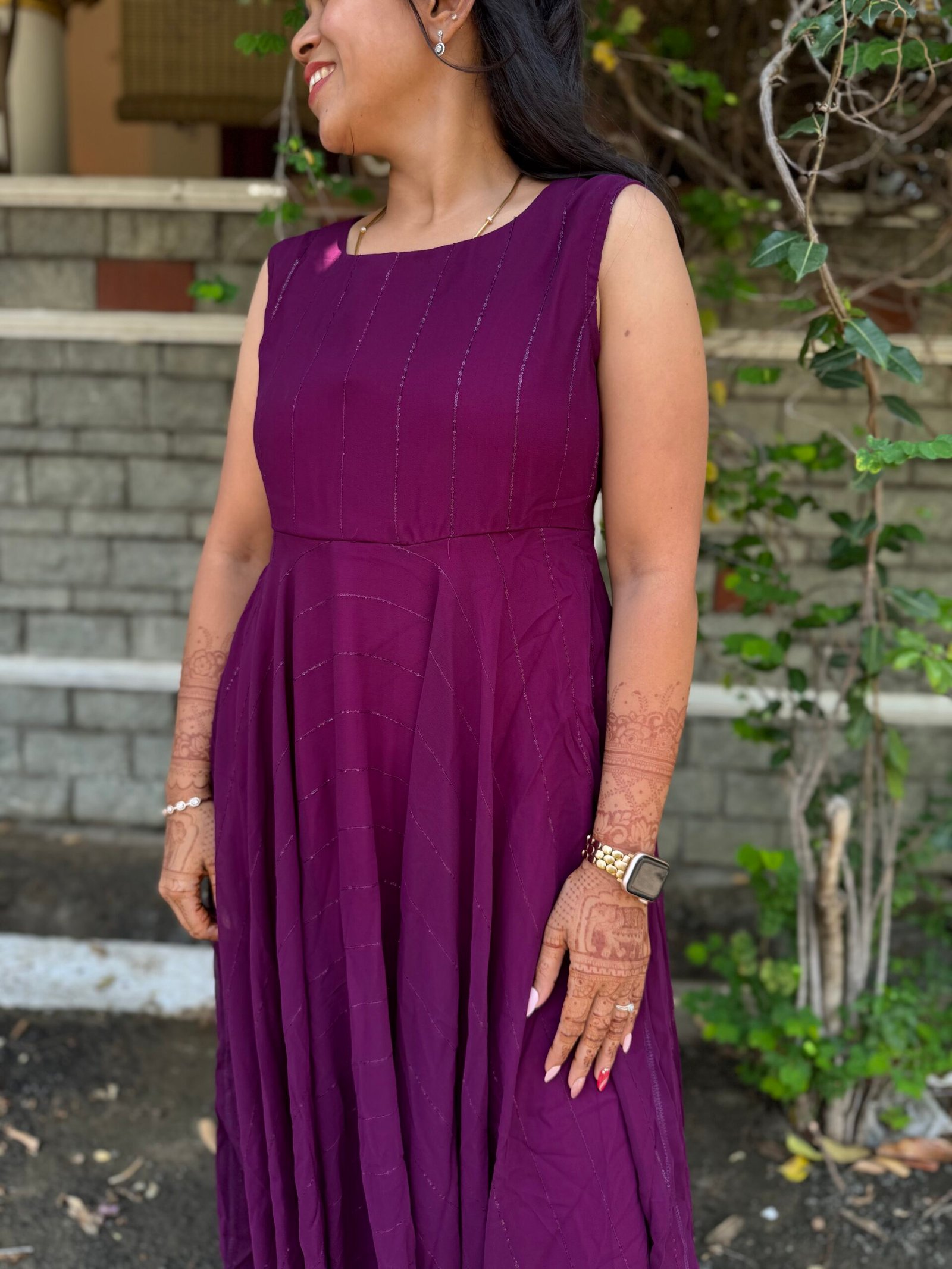 Purple Georgette Maxi With Overcoat - Image 4